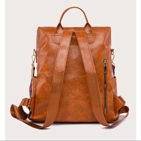 Camel zipper detail vegan leather mini back pack - Picture 5 of 9